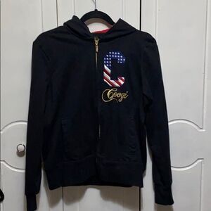 COOGI Black zippered hoodie sweatshirt/ sweater L